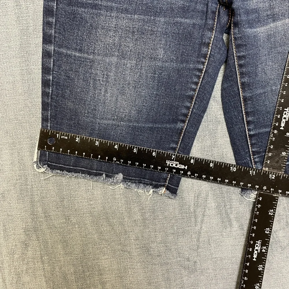 Boom Boom Jeans Bermuda Shorts Womens 28 Blue Mid Rise Medium Wash Frayed Hem